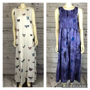 Misslook dress bundle of 2. Purple smocked & white butterfly both maxi
